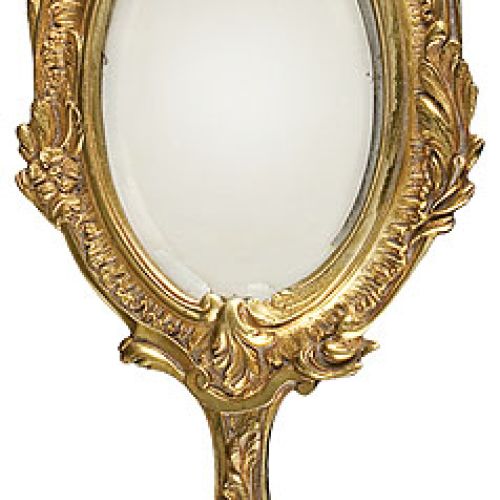 Rokokowe lusterko ze złoconego brązu, ok. 1900 r.