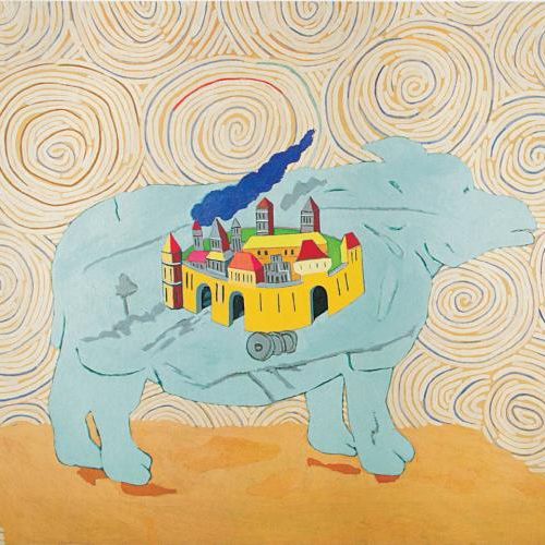 Ryszard Grzyb Pies, na którym jest namalowany pałac