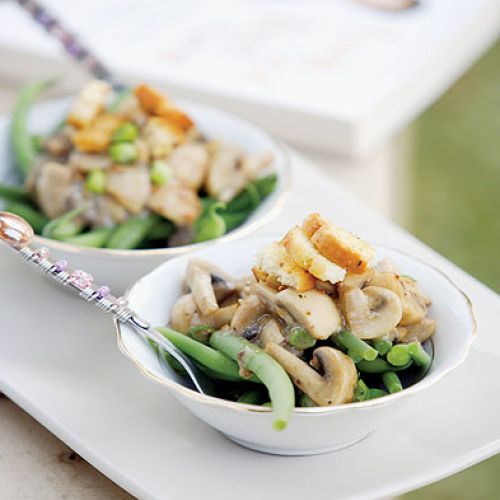 Sałatka z zielonej fasolki z pieczarkami