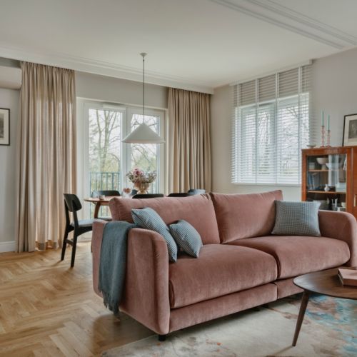 salon błękit i pudrowy róż