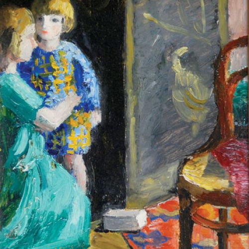 Scena we wnętrzu z portretem córeczki , REMPEX, aukcja z dn. 25.02.2009, nr kat. 261