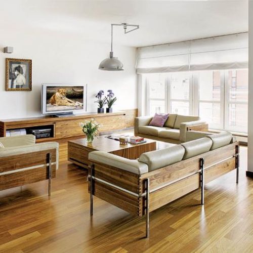 Skórzane kanapy i fotel. Apartament palisandrowy