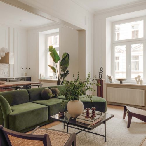 zielona modułowa sofa do salonu
