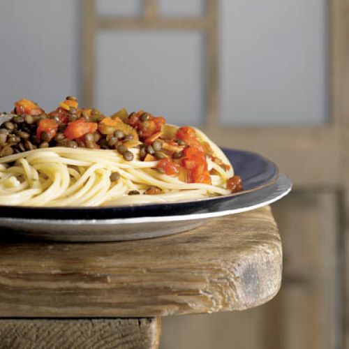 Spaghetti z soczewicą. Wegetariańska uczta