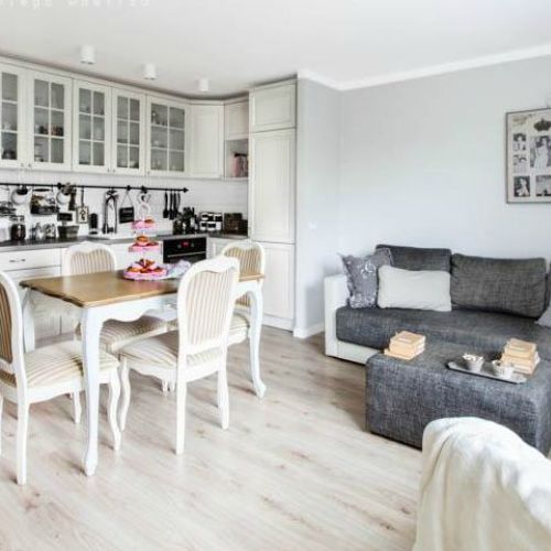 salon w stylu skandynawskim szara sofa