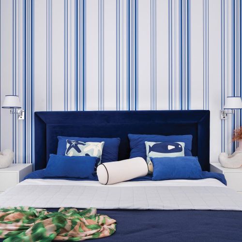 sypialnia niebieska hamptons