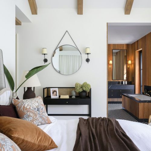 sypialnia w stylu farmhouse