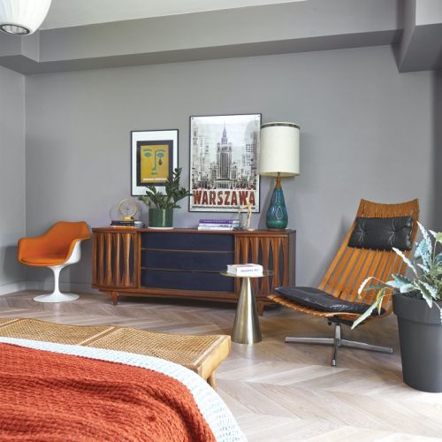 wystrój sypialni mid-century modern