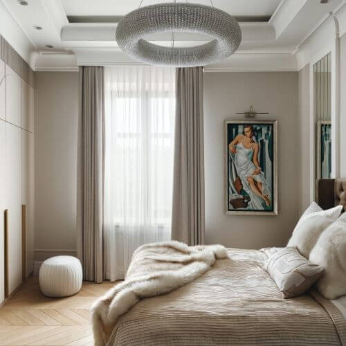 sypialnia w stylu modern classic
