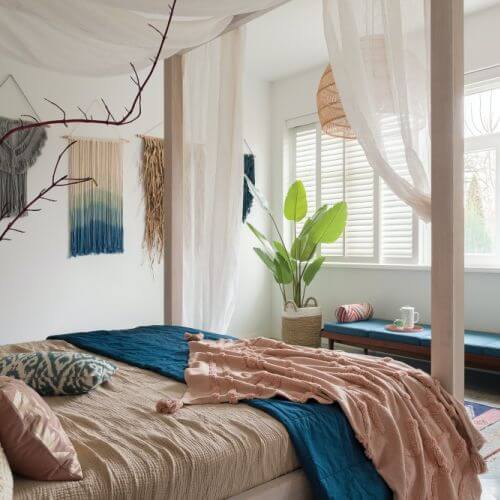 sypialnia w stylu boho zdjęcia