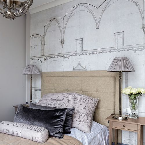 Sypialnię urządziła tapeta marki Sandberg.