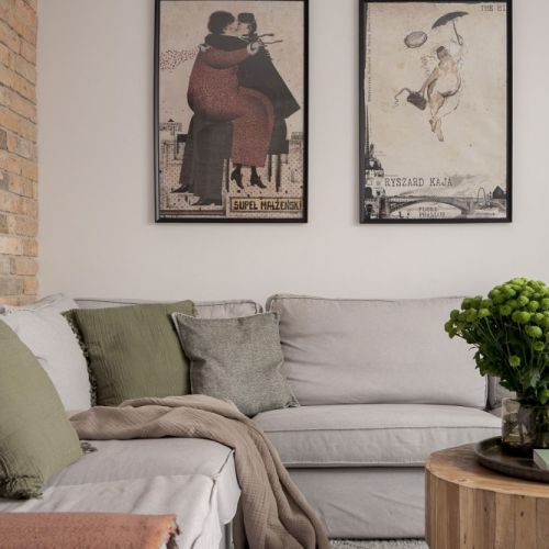 przytulny salon w domu architektki wnętrz Mai Różańskiej