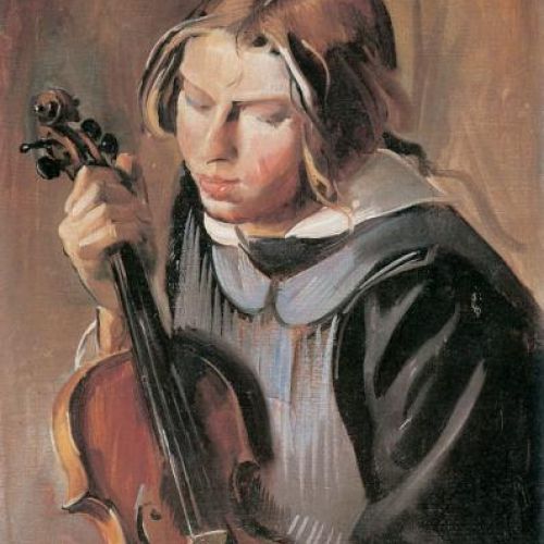 Tadeusz Pruszkowski Portret dziewczyny ze skrzypcami , 1923 r., cs 12000 zł, SZTUKA.