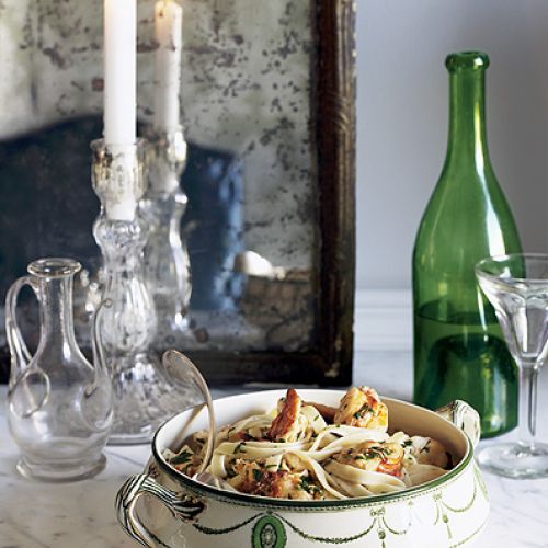 Tagliatelle z krewetkami. Pasta i basta