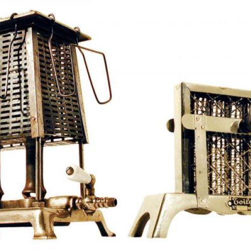 Tobias Heather- jeden z najcięższych modeli tosterów, 1914 r., USA i bardzo rzadki francuski opiekacz Toilectro, 1920 r.