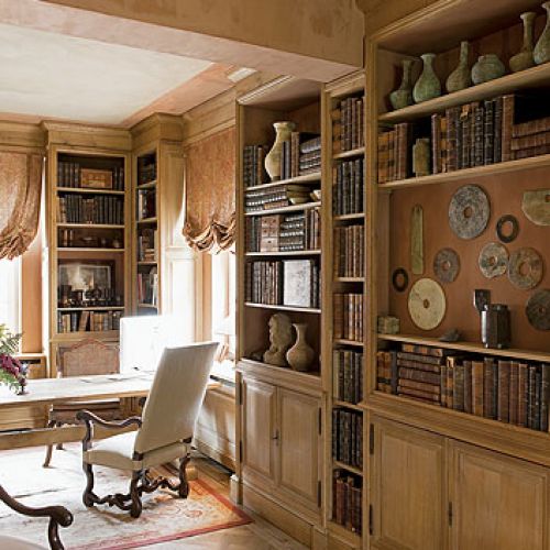 W bibliotece podłoga ułożona jak w pałacu.