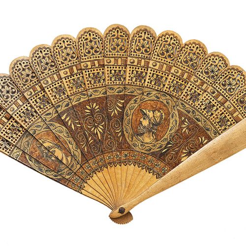 Wachlarz płytkowy (brisé), drewno malowane, Niemcy, XIX w.