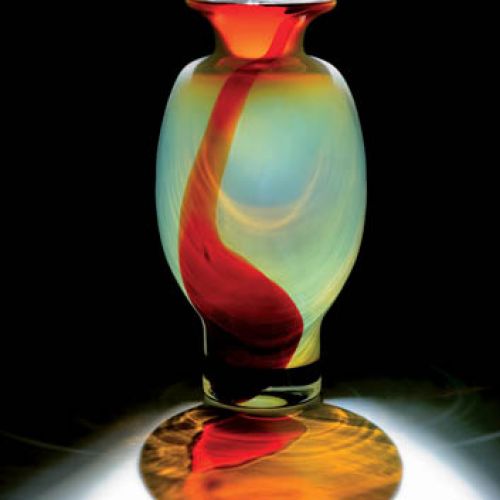 Wazon, szkło sodowe powlekane. Projekt - Zbigniew Horbowy.