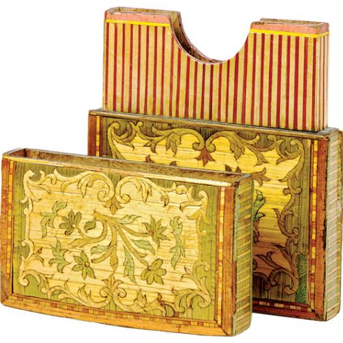 Wizytownik z kartonu, dekorowany malowaną słomką, Francja, 1860-1880 r., z kolekcji Włodzimierza Hermana, fot. G.