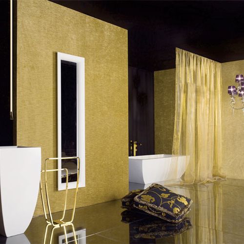 złota łazienka z armaturą w tej samej kolorystyce