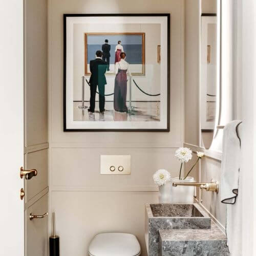 mała łazienka w stylu art deco