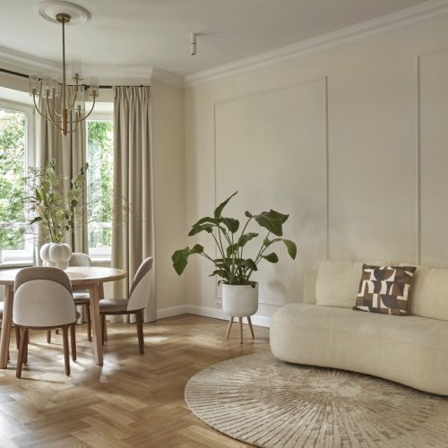 Wnętrze modern classic w stuletniej willi na Mokotowie
