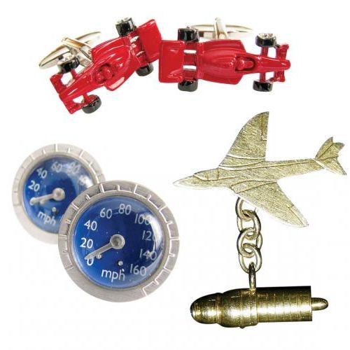 Współczesne, w kształcie wyścigówki, WWW.GALANTE.PL Współczesne spinki, WWW.GALANTE.PL Złote, w kształcie samolotów, fot.