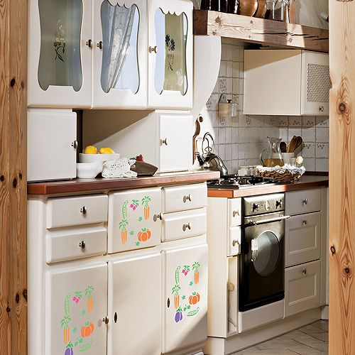 Wzór na kredensie. Szablony do malowania warzyw