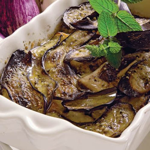 Zapiekanka z jagnięciny z bakłażanami.