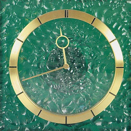 Zegar gabinetowy w obudowie z zielonego przezroczystego pleksi o fakturze kamienia, Jaeger-LeCoultre, Szwajcaria, 1971 r.