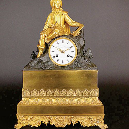 Zegar komodowy empire ze złoconego brązu, Paryż, I poł. XIX w., antyk.net.pl