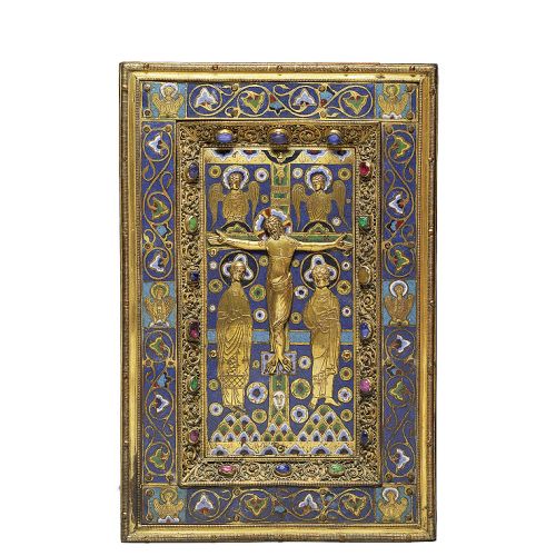 Złocona i wysadzana kamieniami szlachetnymi oprawa Godzinek , XIII w., Limoges, Francja