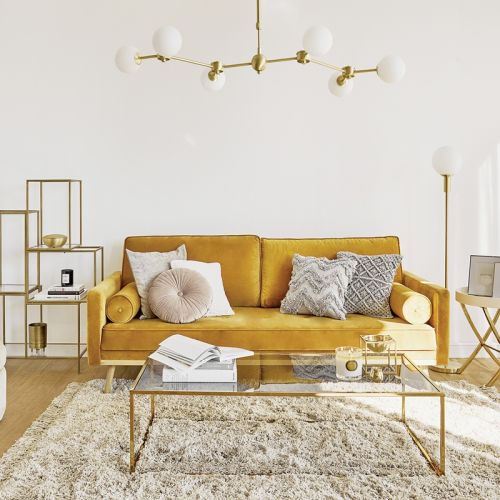 żółta sofa trzyosobowa