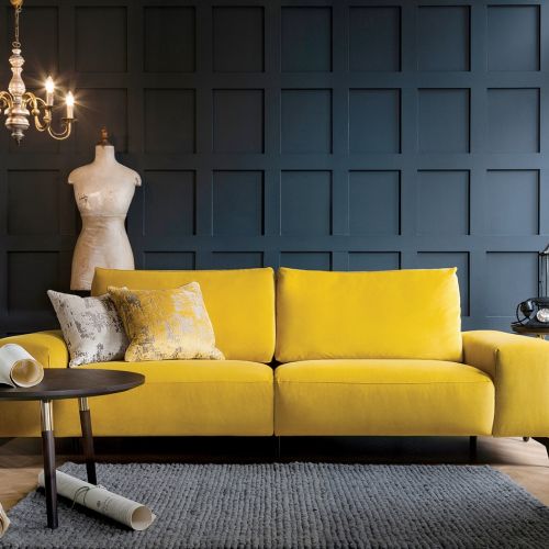 żółta sofa dwuosobowa