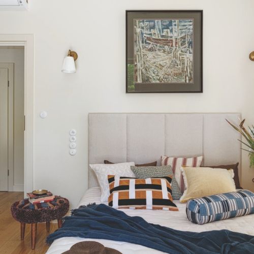 sypialnia w ciepłych kolorach