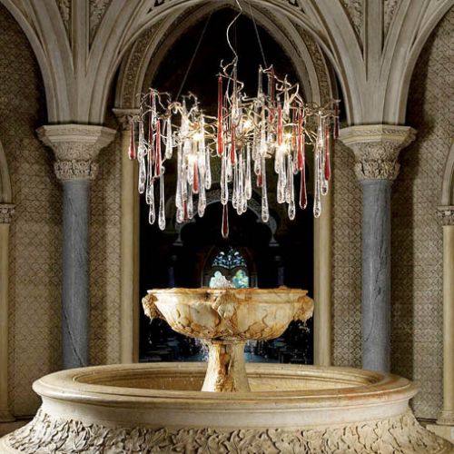 Żyrandol z kryształami jak sople lodu. ORION