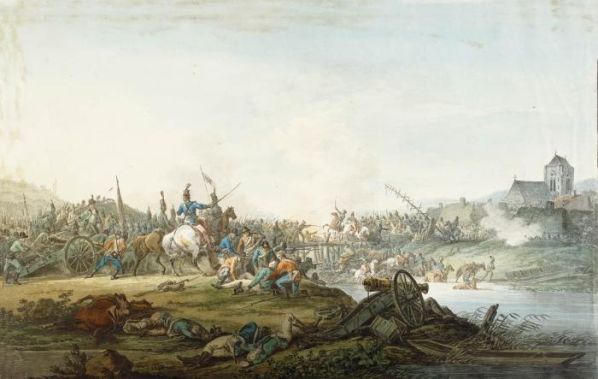 Aleksander Orłowski Bitwa wojska kościuszkowskiego z rosyjskim o przeprawę na rzece , 1801 r., Muzeum Narodowe w Warszawie