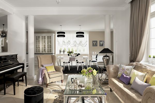 W stylu glamour: kanapa z Almi Decor, Fotel Nord, meble Modern z poduszkami i pledem od Decodore Basic.