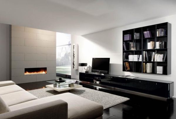 salon z kominkiem w nowoczesnym stylu 