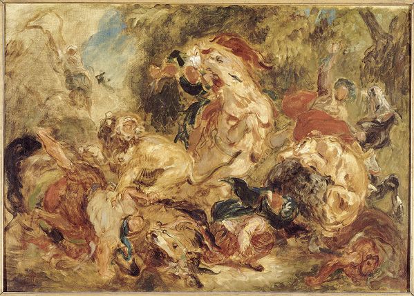 Eugène Delacroix Polowanie na lwy , 1854 r.