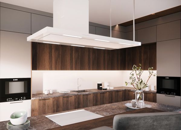 okap wyspowy do dużej kuchni