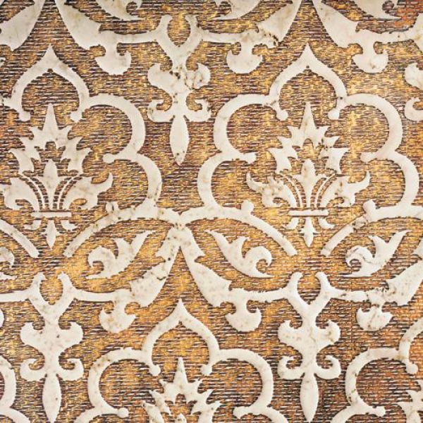 Marmurowa płytka Biancone (510 zł/szt.) – tło zdobione złotem. YETI