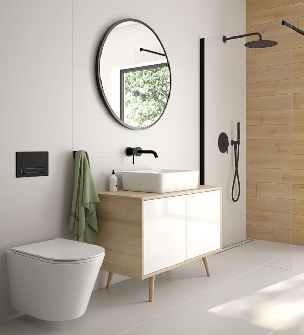 czerń i złoto w łazience