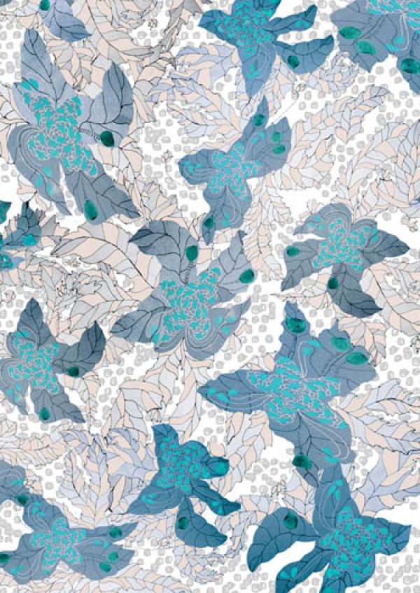 Tkanina Maple Leaves. Red Poppy - tapety i tkaniny