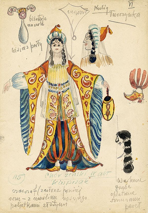 Karol Frycz, projekt kostiumu do opery Straszny dwór Stanisława Moniuszki, 1949 r.