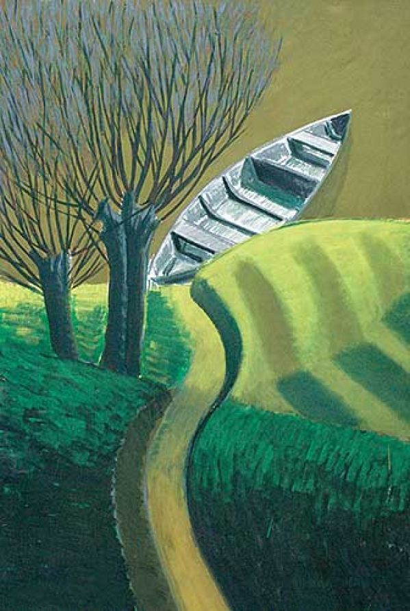 Jarosław Modzelewski Łódź przy brzegu , 2002 r., cw 18 000 zł, niesprzedane, Rempex.