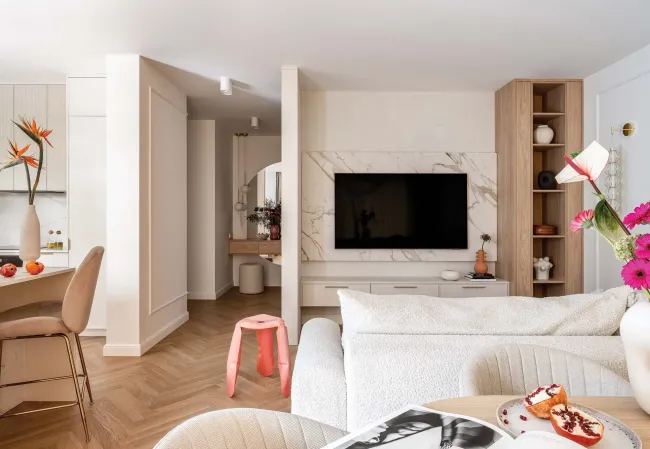 jasne mieszkanie 80 m2 w waniliowo-karmelowych kolorach