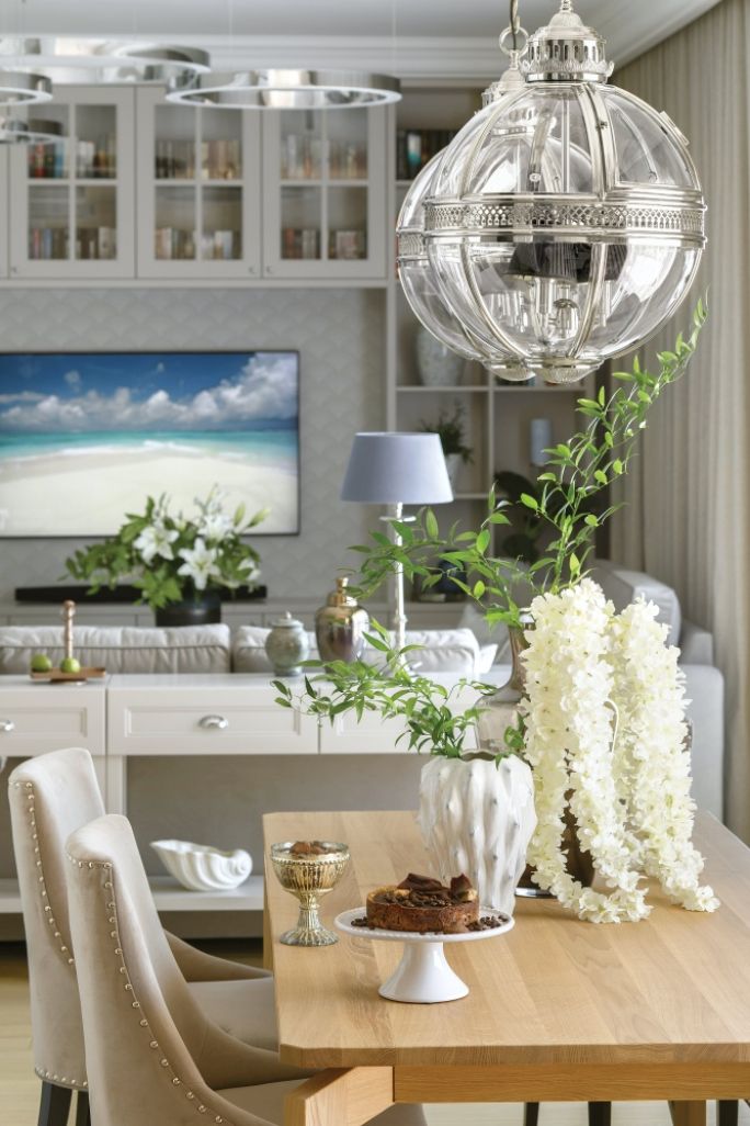 salon w stylu hamptons w mieszkaniu