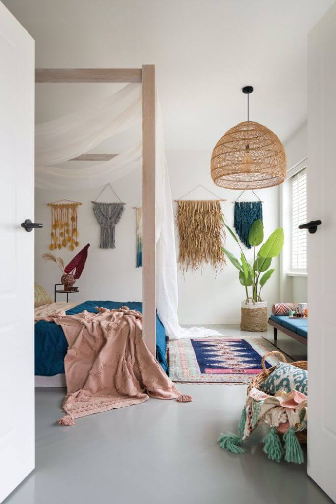 sypialnia w stylu boho