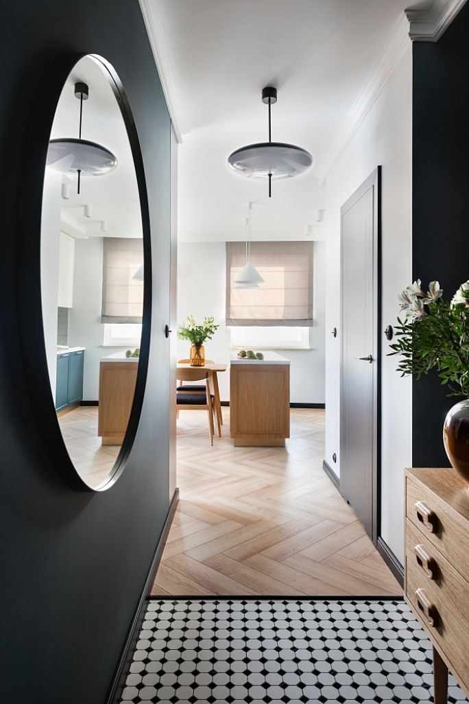 przedpokój w stylu nowoczesnej klasyki